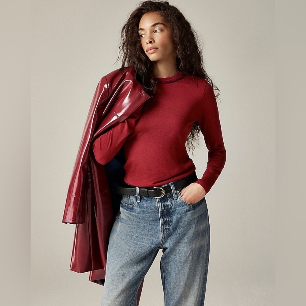 J. Crew Carolyn Embellished Fitted Crewneck Sweater in Merino Wool